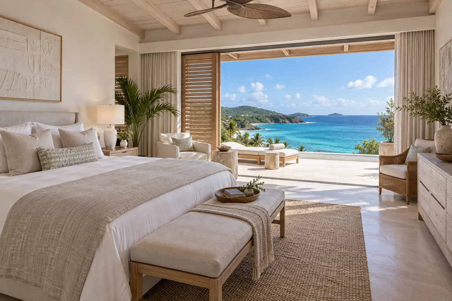 Habitación con vista al mar de hotel ficticio